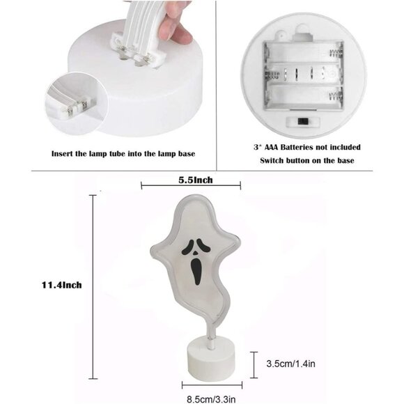 Halloween Ghost Neon Sign with Base LED Light for Party Home Bar Decor Purple - Picture 5 of 5